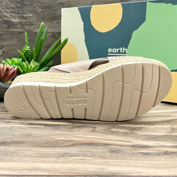 Earth Modena Marigold Espadrille Platform Wedge Slide Sandal 8M Blush Leather - Picture 10 of 11